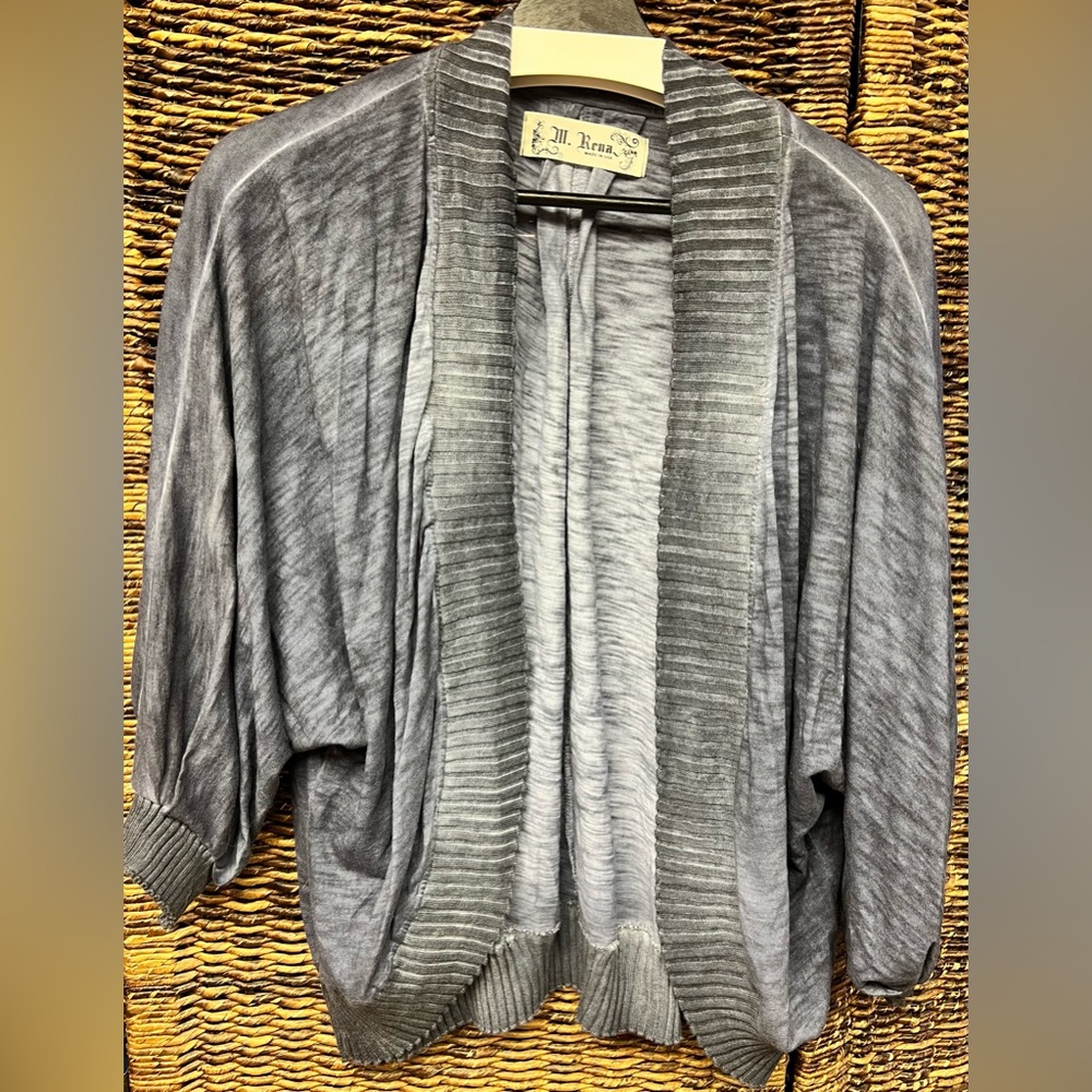 M. Rena - Blue Knit Shrug with Ribbed Pattern, Size: Small/Medium, Made‎ in USA